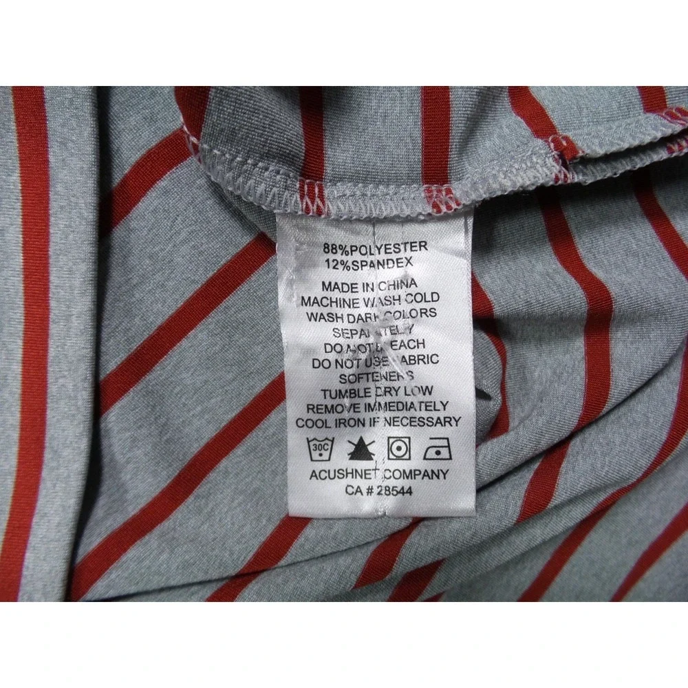 FJ FootJoy Shirt Mens Size 2XL Gray Red Striped Polo Short Sleeve Stretch‎